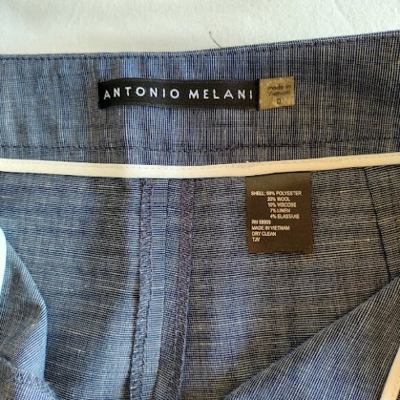 ANTONIO MELANI Straight Leg Textured Blue Cropped Dress Pants Non-Stretch 0 - Picture 4 of 10